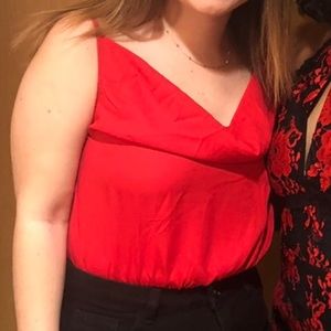 Missguided Red Cowl Neck Bodysuit